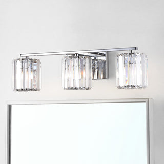 Coco Prism Vintage Metal/Glass Glam LED Vanity Light, Width: 23"