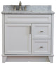 37" Single Sink Vanity, White Finish With White Carrara Marble