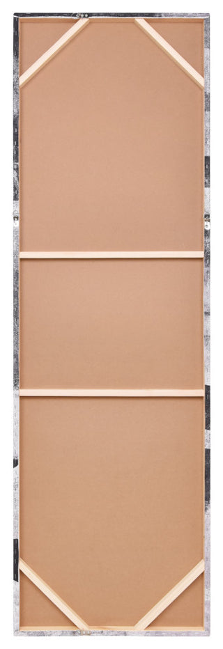 Monochrome Abstract Panel I Black Art on Silver Shagreen Wrapped Canvas Wall Art