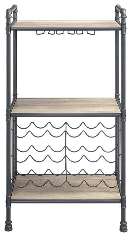 Ac00364, Wine Rack, Antique Oak & Sandy Gray Finish, Brantley