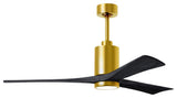 Patricia-3 3-Blade Ceiling Fan, LED Light Kit, Brushed Brass/Matte Black, 60