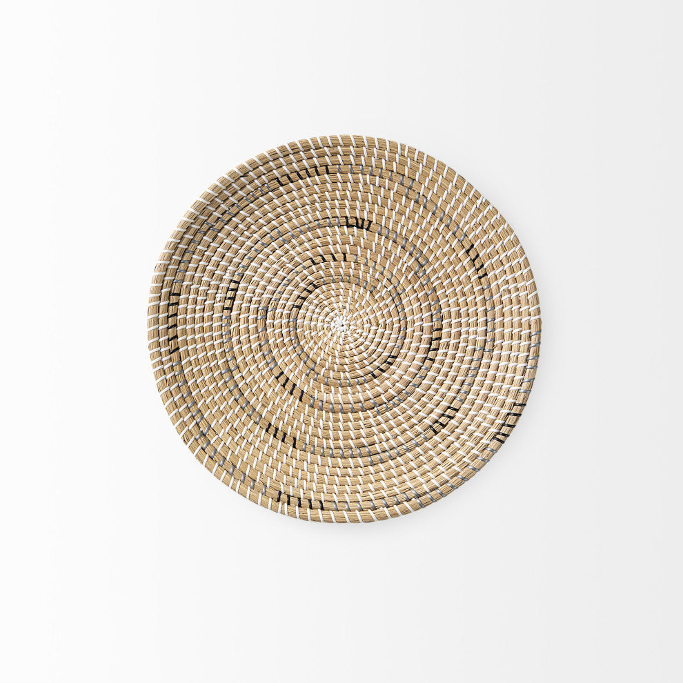 Avel Light Brown Seagrass With Dark Brown String Round Wall Hanging Plate