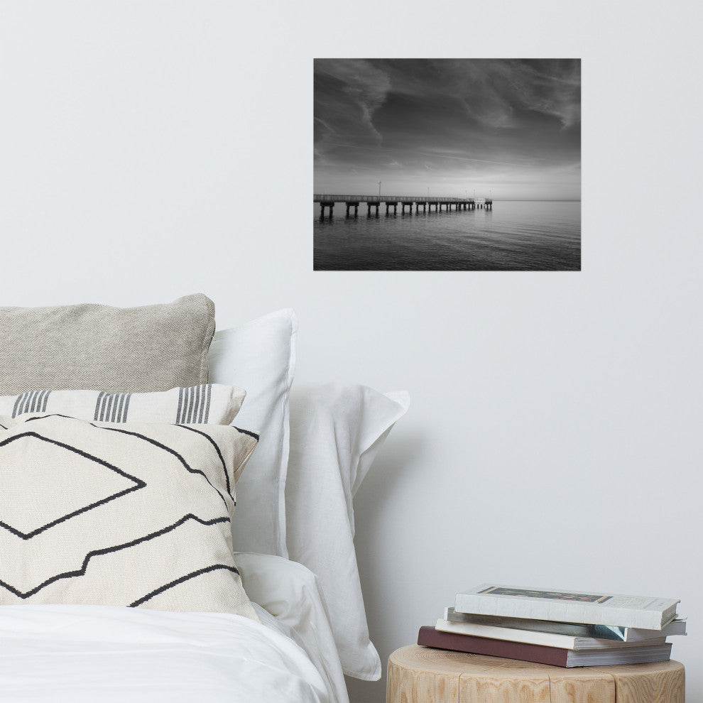 End of the Pier Landscape Photo, Beach Unframed Wall Art Print, 16" X 20"