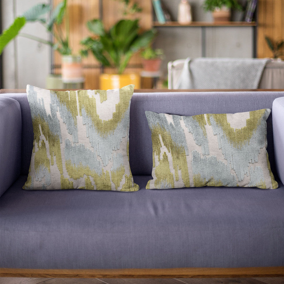 Plutus Velvet Glamour Blue, Citrine, Cream Handmade Luxury Pillow, 24"x24"
