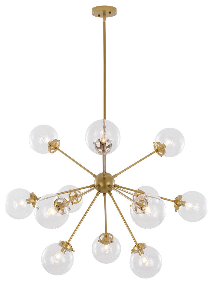 12-Light Modern Bubble Sputnik Chandelier, Brass