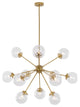 12-Light Modern Bubble Sputnik Chandelier, Brass