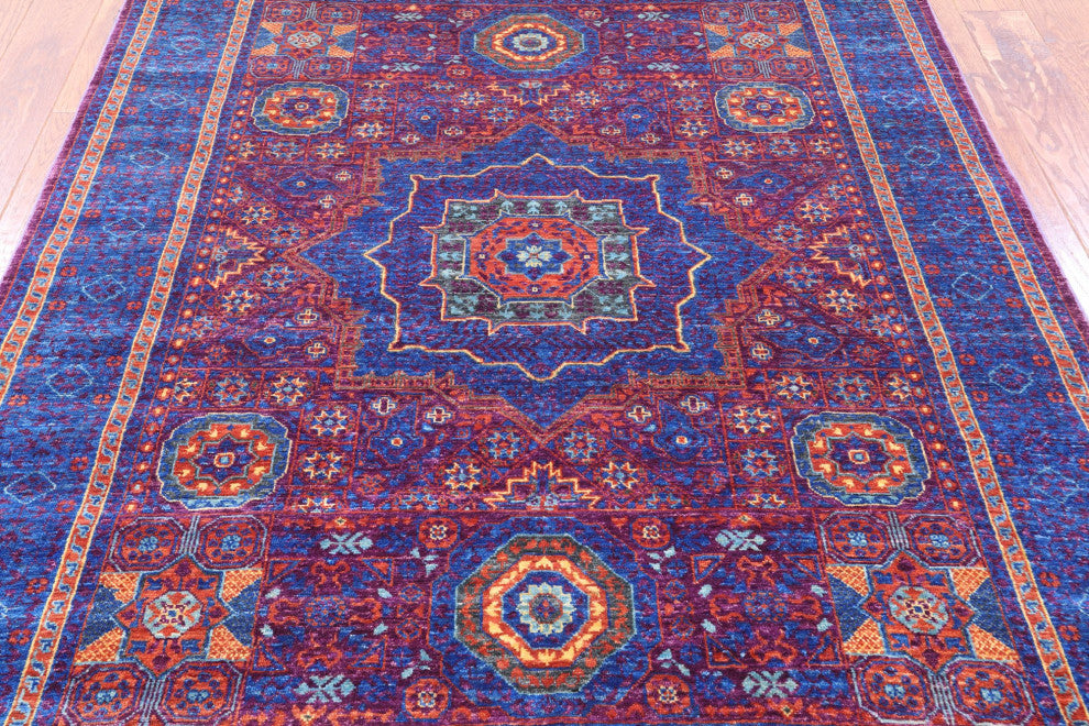 Geometric Mamluk Hand Knotted Wool Rug 5' 1" X 6' 3" - Q12251