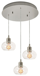 Laney 3 Light Round Pendant, Medium Base 120V Satin Nickel