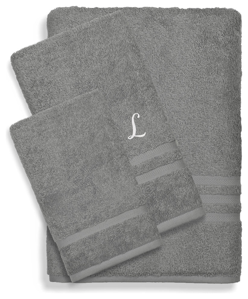 Denzi 3-Peice Towel Set Monogrammed Letter, L