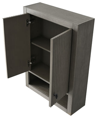 Vanity Art 24" Wall Mounted Bathroom Storage Cabinet, Linear Driftwood Gray, Matte Black Handle
