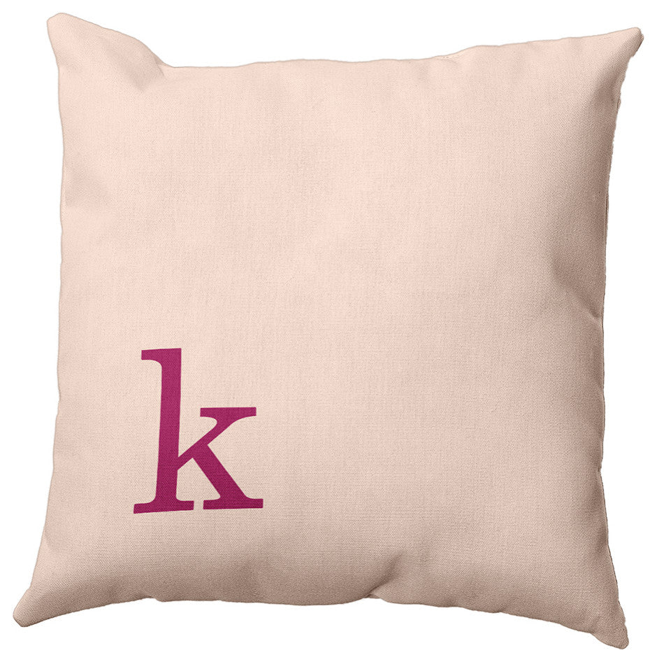 18"x18" Modern Monogram Decorative Throw Pillow, Dusty Rose