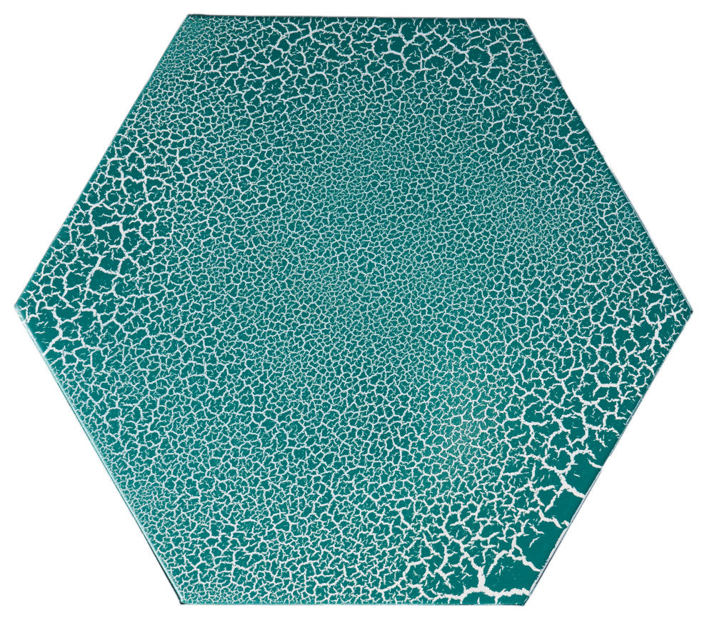 GDF Studio 2-Piece Elliot Outdoor Sunburst Iron Side Table Set, Crackle Teal