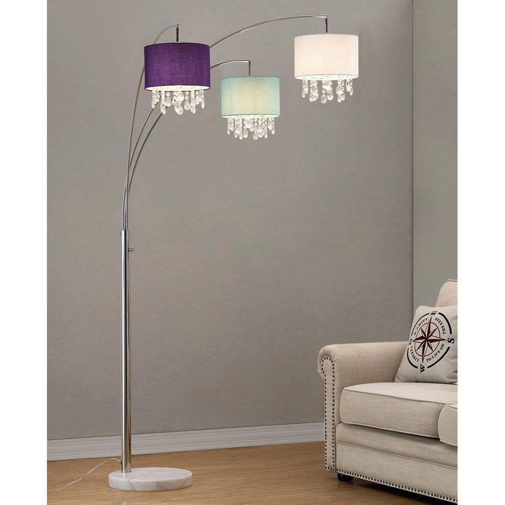Palace 3-Light Crystal Pendant Arch Floor Lamp, Clear