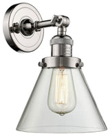 Large Cone 1-Light Sconce, Clear Glass, Polished Nickel