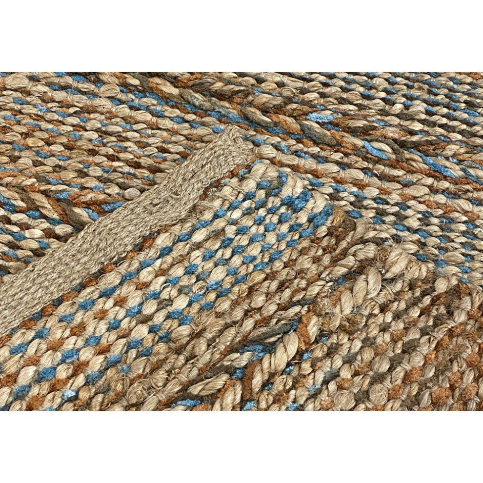5" x 7" Seafoam and Tan Braided Stripe Area Rug
