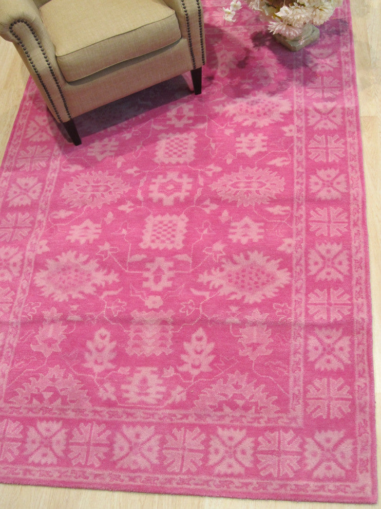 EORC Pink Hand-Tufted Wool Overdyed Rug, 8'9x11'9
