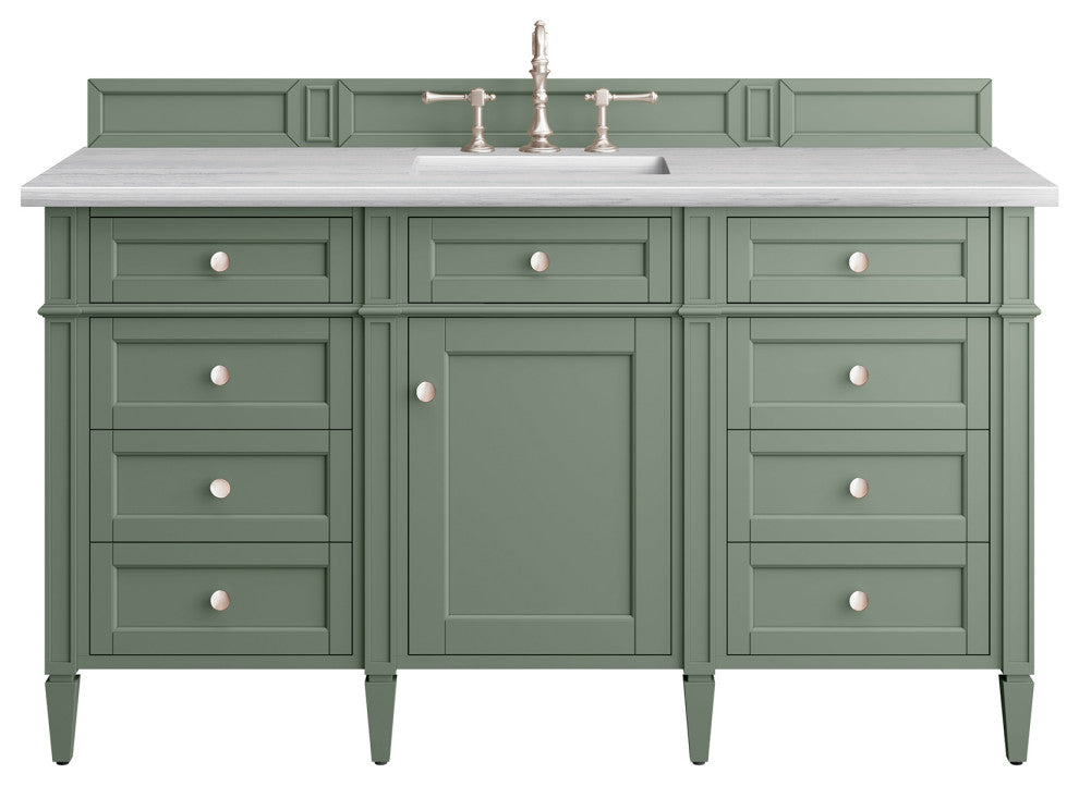 Brittany 60" Single Vanity, Smokey Celadon, 3CM Arctic Fall Top