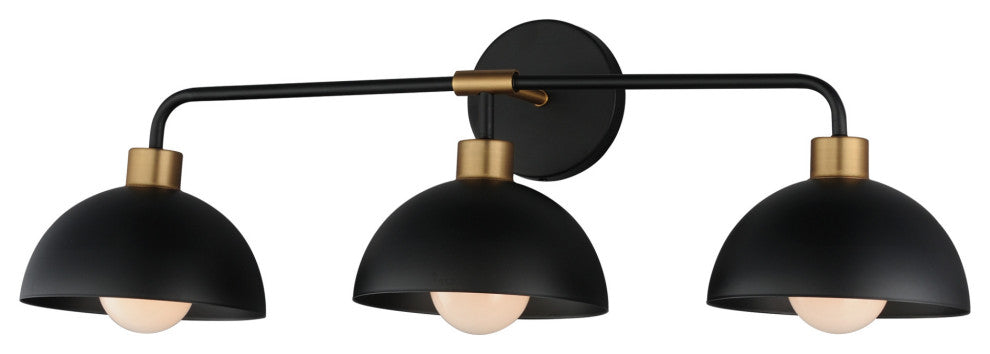 Maxim 10023 Thelonious 3 Light 31"W Vanity Light - Black / Natural Aged Brass