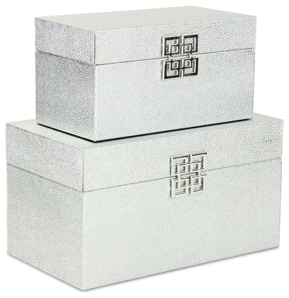 Galena "Double Happiness" Faux Shagreen Box Set, Silver