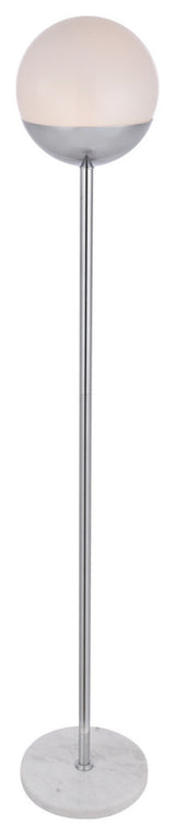 Eclipse 1 Light Floor Lamp, Chrome With Frosted White Glass