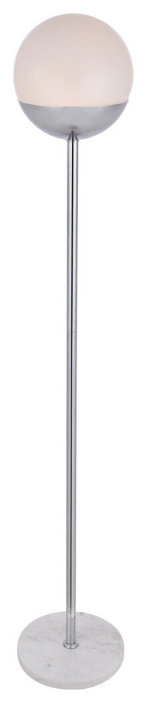 Eclipse 1 Light Floor Lamp, Chrome With Frosted White Glass