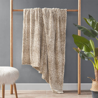 Madison Park Zuri Oversized Faux Fur Throw, Leopard
