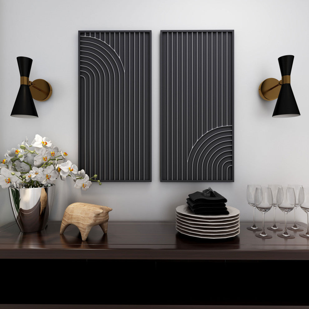 Saanvi Metal Wall Decor, Black, Set of 2