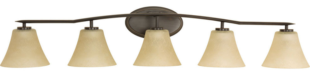 Bravo 5-Light Bath Bar Antique Bronze Etched Umber Linen