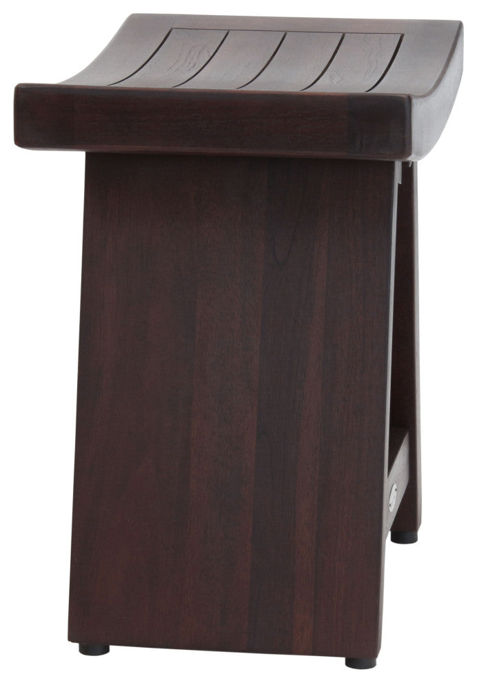 18" Asia Mocha-Shield Teak Shower Bench With Shelf