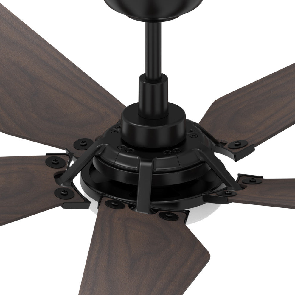 CARRO Smart Voice Control Ceiling Fan with Dimmable LED Light and Remote, Walnut, 52" Downrod