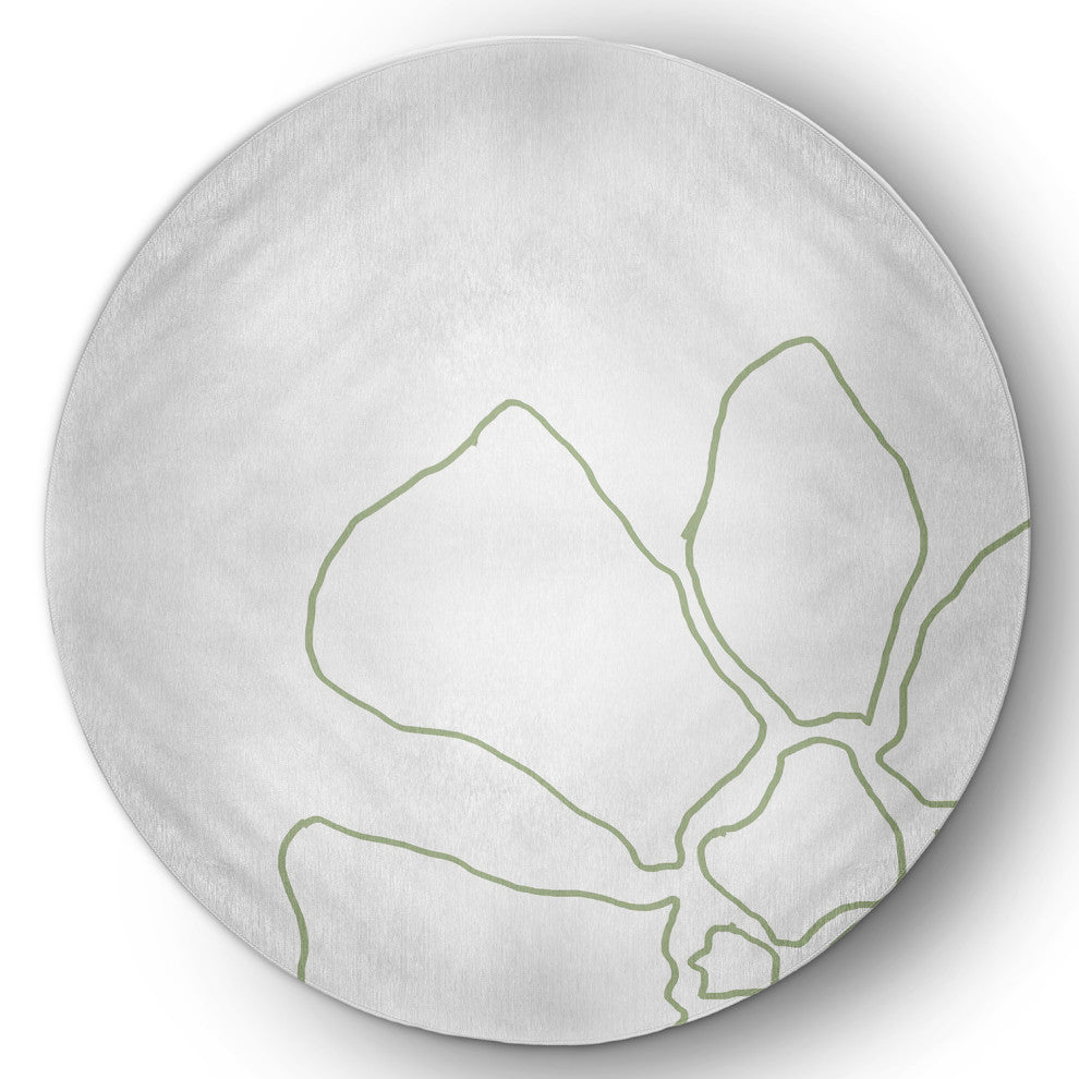 Petal Lines Spring Chenille Rug, Green/White, 5' Round