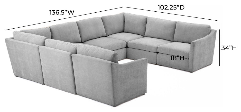 Aiden Gray Modular U Sectional - Grey