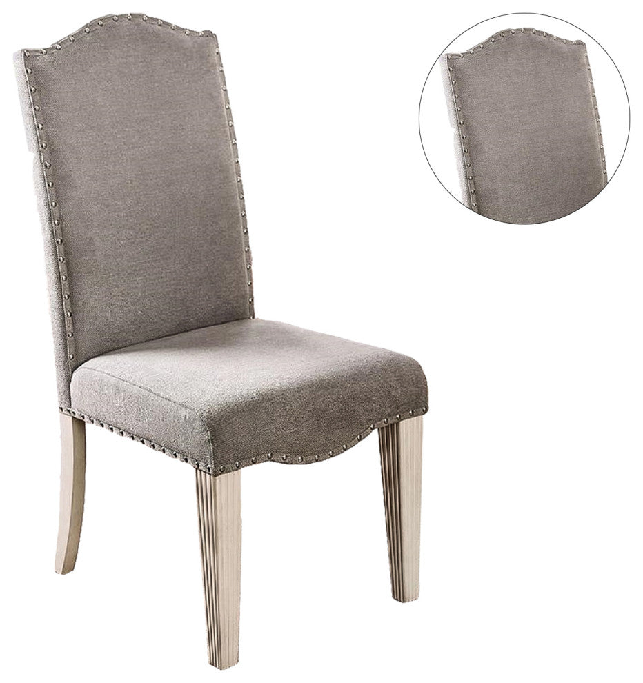 Set of 2 Dining Side Chair, Gray and Antique White