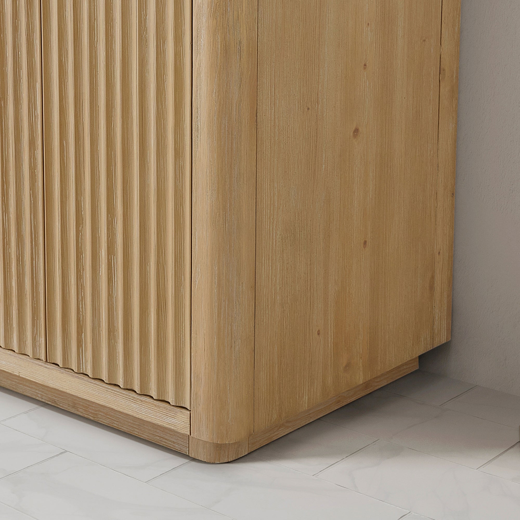 Vinnova Cadiz Bath Vanity, Composite Stone Top, Washed Ash Grey, 84", No Mirror