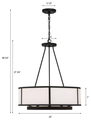 Crystorama Lighting Group BRY-8006 Bryant 6 Light 24"W Drum - Black Forged