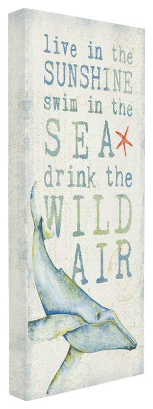 Sunshine Sea Wild Air Whale Stretched Canvas Wall Art, 10"x24"