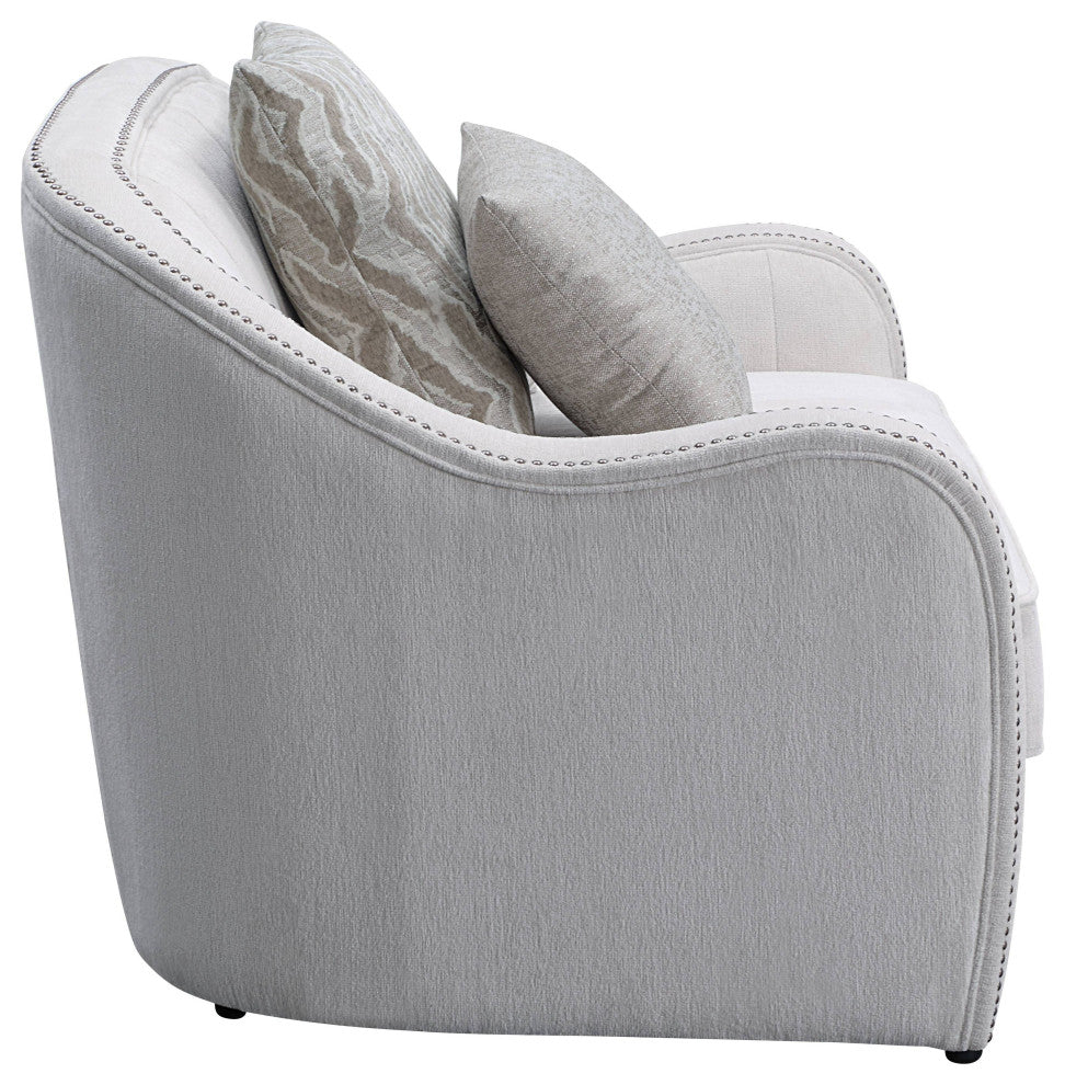 Mahler Loveseat With 4 Pillows, Beige Linen
