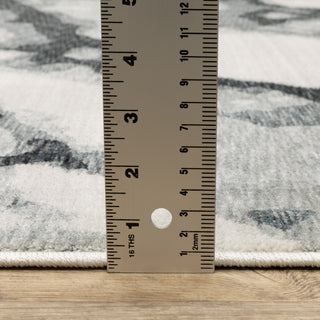 Easely Modern Abstract Elements Blue/ Ivory Area Rug, 3'3" x 5'