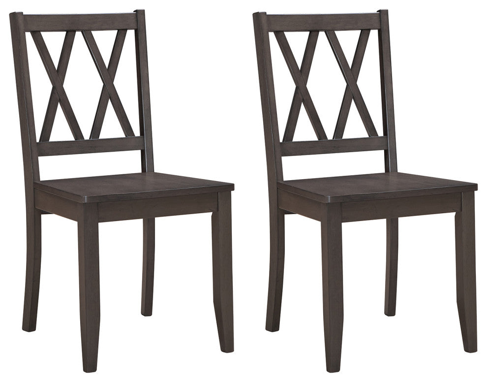 Set of 2 Double-X Back Wood Chairs, Gray