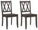 Set of 2 Double-X Back Wood Chairs, Gray