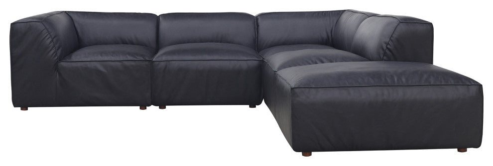 Form Classic L Modular Sectional Vantage Black Leather, Black
