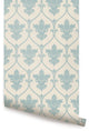 Damask Wallpaper, Peel and Stick, Dusky Blue, 24"w X 108"h