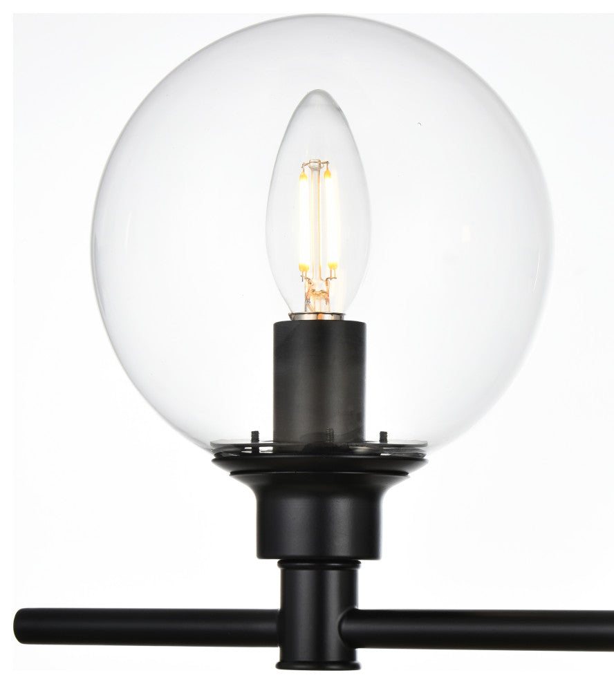 3 Light Black And Clear Bath Sconce