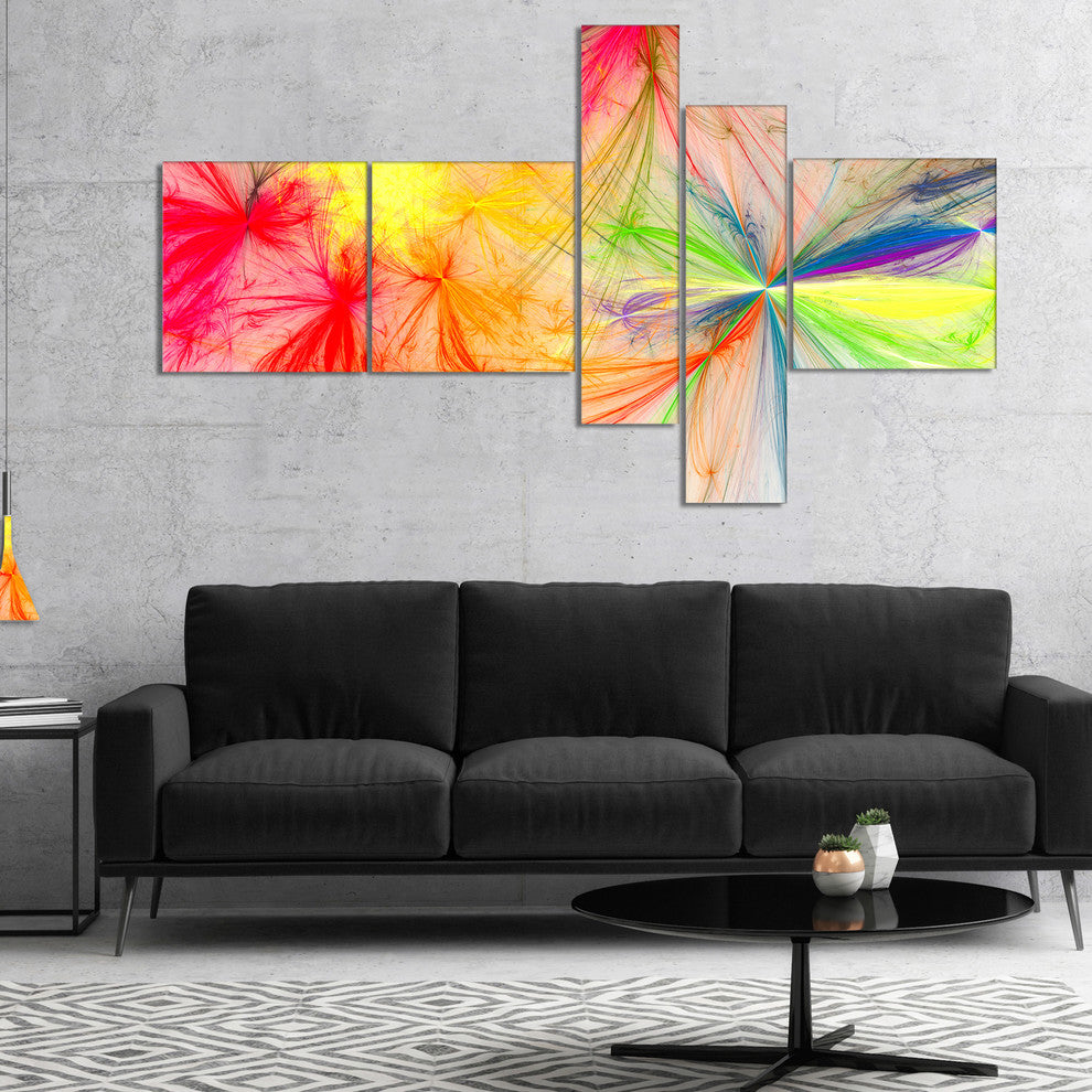 Christmas Fireworks Colorful, Abstract Print On Canvas, 60"x32", 5 panels