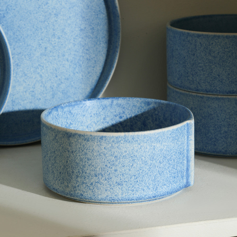 Stone Lain Bao Stoneware Bowl Set of 4, Blue