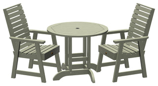 Glennville 3-Piece Round Dining Set, Weathered Acorn, Eucalyptus
