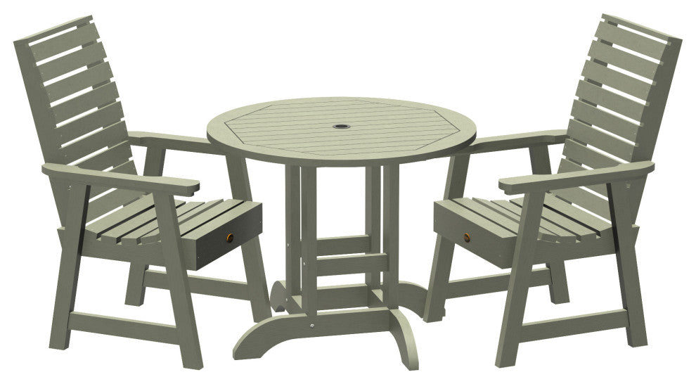 Glennville 3-Piece Round Dining Set, Weathered Acorn, Eucalyptus