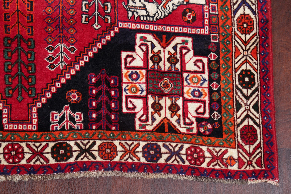 Consigned, Oriental Hand Made Vintage-Style Persian Area Rug, Red, 5x8