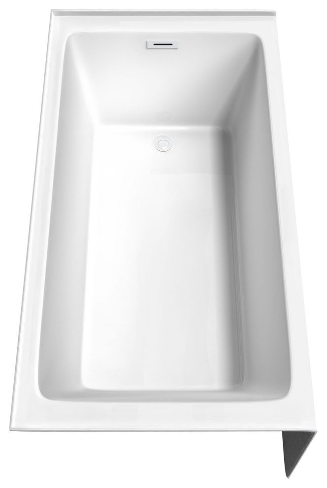 60x32" Alcove Bathtub, White, Right-Hand Drain, Overflow Trim, White