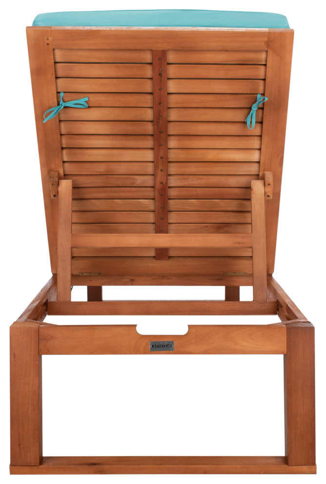 Safavieh Solano Sunlounger, Natural Wood/Aqua